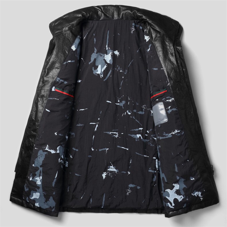 W21128海宁皮衣男头层牛皮白鸭绒羽绒服皮风衣冬保暖P760,男装皮衣,电商B360