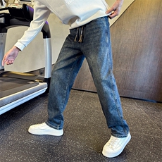 加绒加厚牛仔裤秋冬新款男士宽松直筒裤高品质长裤901N33加绒P68，男装牛仔裤，星座901
