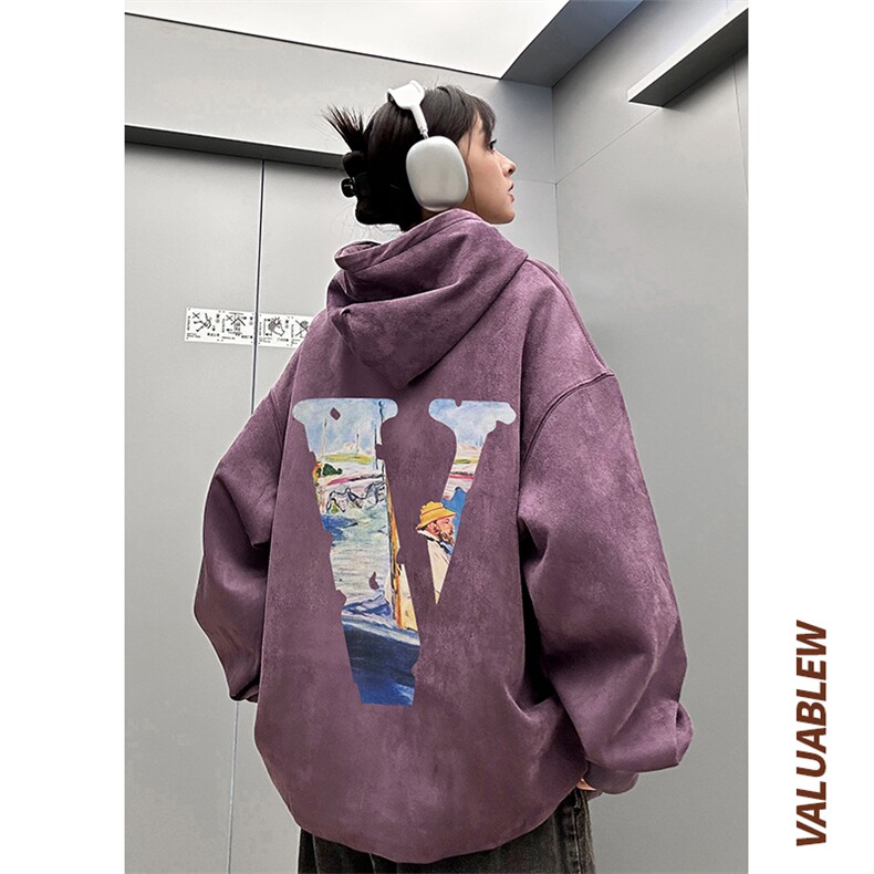 麂皮绒连帽卫衣重磅400克油画v印花JL7116-P45控78（抖音不可售）图片
