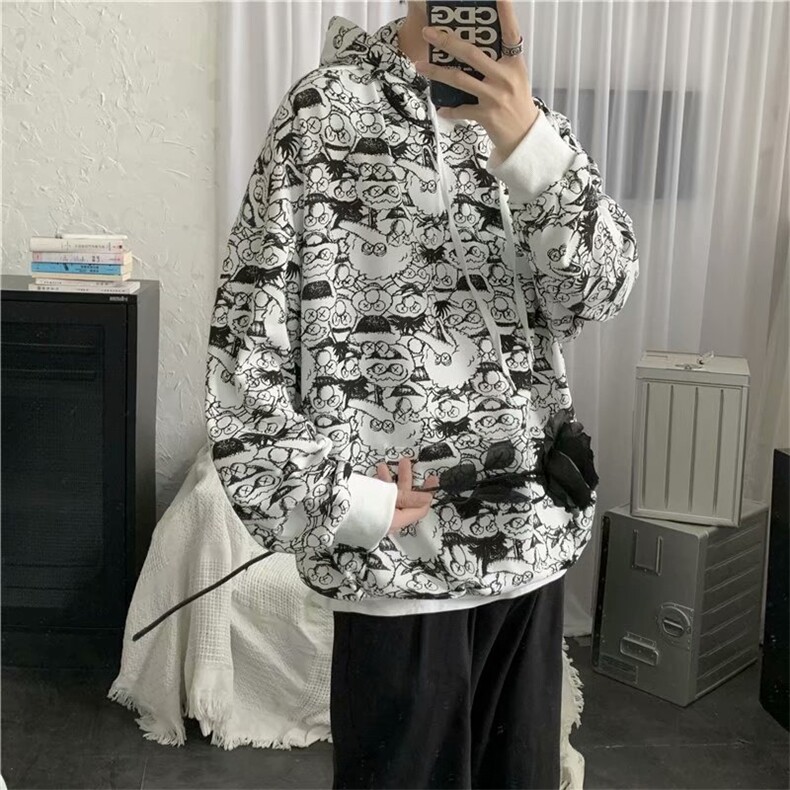 春秋新品嘻哈潮牌ins情侣连帽外套百搭帅气上衣现货W383-P35,男装卫衣,星座512-4
