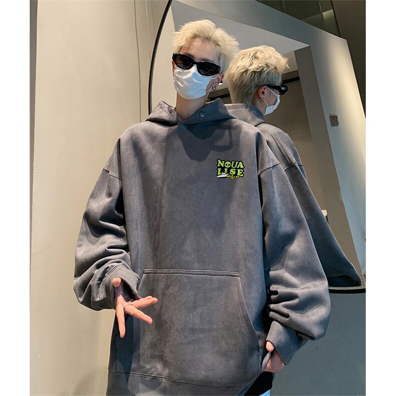 抖音得物供货提供视频秋冬重磅美式麂皮绒连帽卫衣JLM41,男装卫衣,电商A486