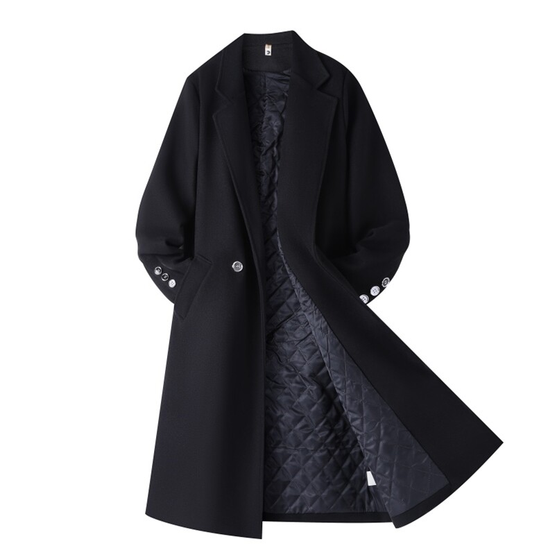 万件大货秋冬加棉加厚中长款毛呢大衣男过膝风衣外套F686加棉P138，男装风衣，星座812