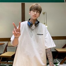 可48小时发货支持抖音得物来样二开美式满天星亮片短袖T恤MTX684，男装T恤，电商A486-1