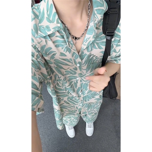 1短袖衬衫男+短裤男套装男聚酯纤维M-5XL大码TZ78707P50控98图片