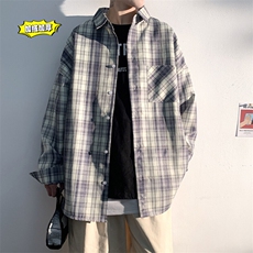 冬季加绒加厚格子衬衫男港风大码休闲宽松百搭长袖衬衫C33031-P50，男装衬衫，电商A001-1