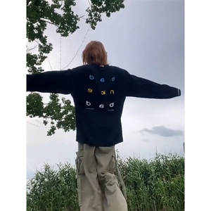 美式高街解构工艺速干长袖T恤衫男女款防晒上衣户外运动骑行服潮图片