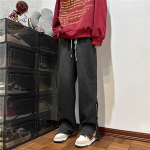 k1068-p55-控78 M-5XL 现货拉链宽松牛仔裤港风高阶黑暗牛仔图片