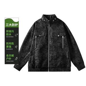 机车皮衣男立领皮夹克秋季男士外套潮水洗PU休闲A266-PY012-P75图片