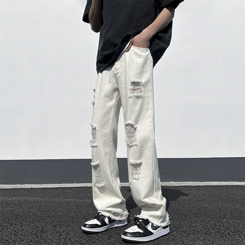 美式ins春夏高街破洞牛仔裤N350p55,男装牛仔裤,星座712