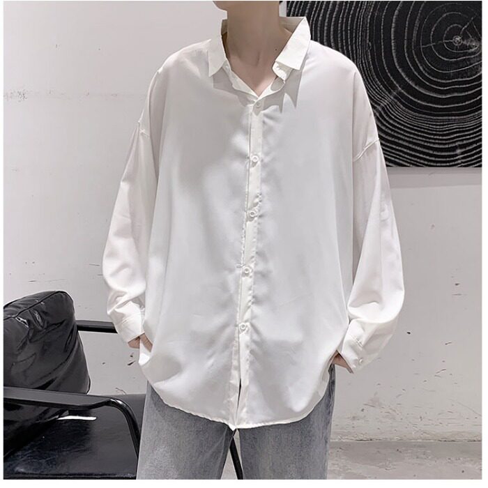 宽松微弹坠感衬衫TNS时尚港风春季潮流韩版纯色长袖衬衣W624-P28,男装衬衫,星座512-2