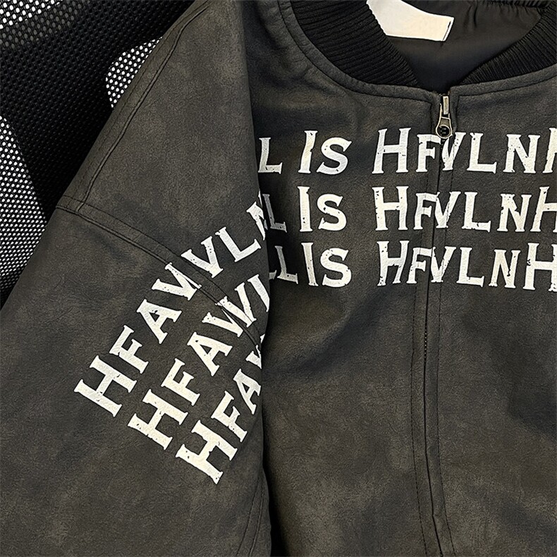 美式高街立领夹克外套男女秋冬季节hiphop潮牌字母印花棉服棒球服图片