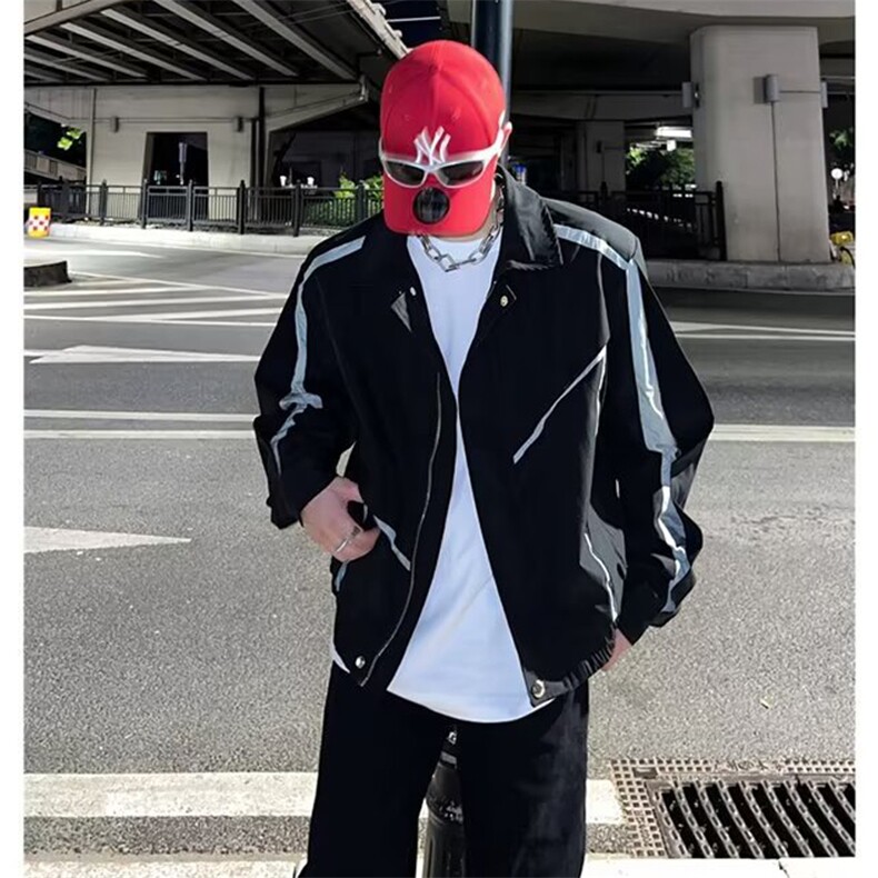 美式小众拼接外套男春秋季ins廓形宽松休闲运动夹克外套1287-P68,男装夹克,星座910-5