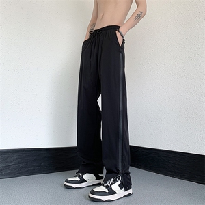 侧边拉链直筒阔腿休闲裤男女防风潮牌美式显瘦街头冲锋裤JH12-P43图片