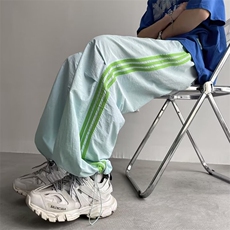 休闲裤男士韩版潮流三条杠拼色痞帅气2024夏季新款长裤K5268-P35，男装休闲裤，星座412-3