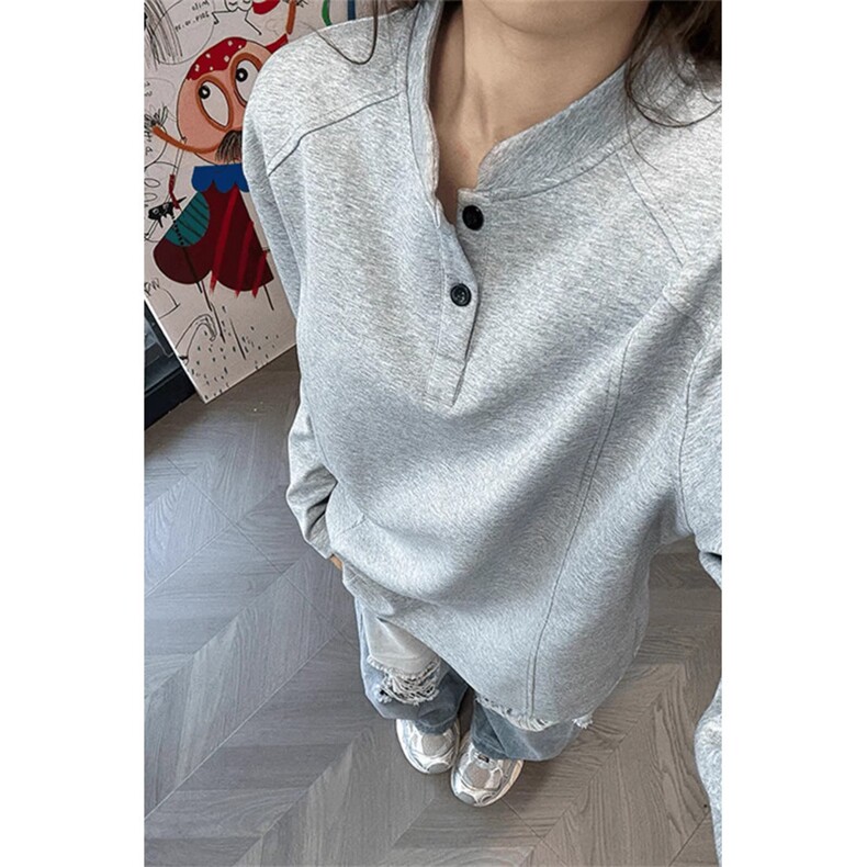 美式复古POLO衫卫衣拼接个性休闲套头长袖外套宽松秋冬款日系上衣，男装Polo衫，四季星座505