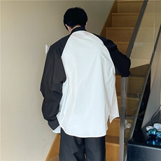 A450-CS006-P75控109巴家黑白拼色长袖衬衫潮牌，男装衬衫，电商A450