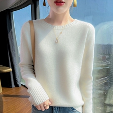 2025舒适百搭秋冬简约纯色圆领长袖羊绒衫，女装羊绒衫，更慕羊绒