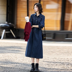 春季超好看披肩牛仔连衣裙长袖女款2025年新款时髦潮流高级感裙子，女装连衣裙，E百度