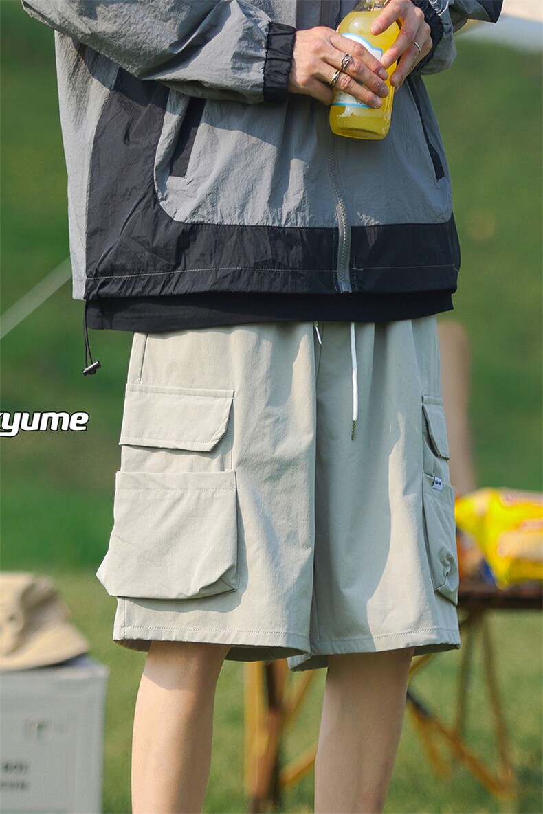 8XL-M特大码冰丝短裤男五分裤褶皱休闲裤工装中裤DK1504P45控68,男装休闲裤,电商D206-1