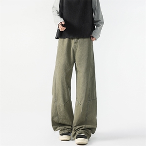 8XL-M工装裤男秋季日系男直筒宽松阔腿休闲弯刀裤子男K9177P65