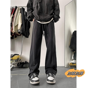 美式复古卫裤秋冬款直筒运动休闲裤子 XZ502-K722-P55加绒p60控78图片