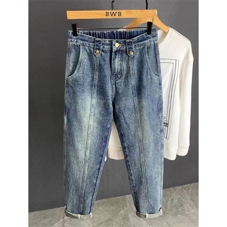 1506-1/KX931/P52个性字母牛仔裤嘻哈ins潮高街潮流痞帅长裤男款图片