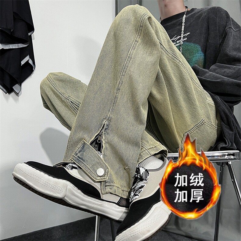 秋冬美式高街棕色加绒加厚牛仔裤货号K658P60控78（加绒P75控98）,男装牛仔裤,电商A063