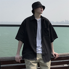 XH28男士休闲潮流明显衬衫外套青少年学生宽松衬衣个性男装夏秋潮，男装T恤，星座115A(原星座507）