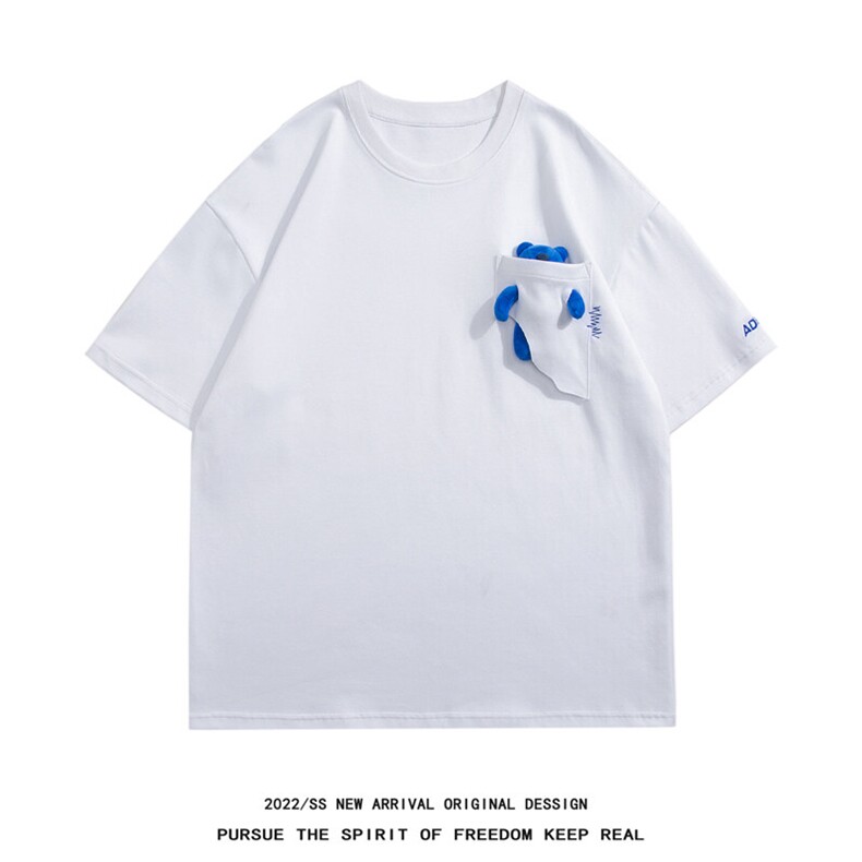 1港风情侣大码M-5XL中性风网红小熊短袖T恤男白底DT7745P55控68，男装T恤，星座226-2