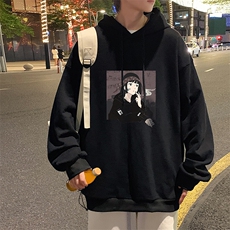 WY2122-P35加绒款-P40纯棉连帽卫衣男大码运动帽衫宽松薄外套男，男装卫衣，电商A040