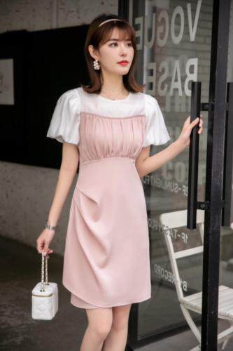 雪纺麻料连衣裙，女装连衣裙，艾美欧歌