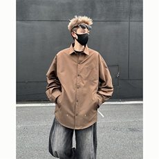 新款长袖美拉德衬衫男士潮流薄款休闲宽松上衣外套CS217-P38，男装衬衫，星座1403B