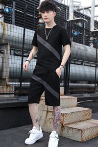 【】2021夏季新款短袖套装男士潮流t恤潮牌男装T718-P50图片