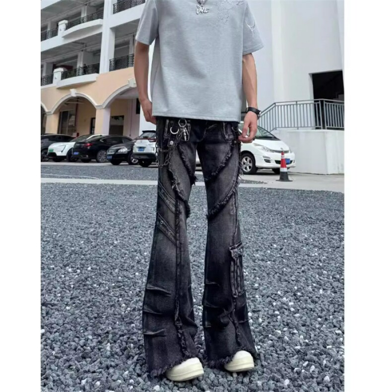 【高品质档口现货】秋季朋克风男女潮牛仔裤特P75-610A-33121,男装牛仔裤,星座610A