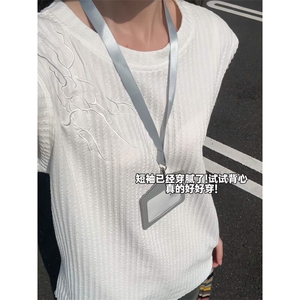 XZ809A/FFF02/特P24/控48 美式V领坎肩万针绣花背心T恤图片