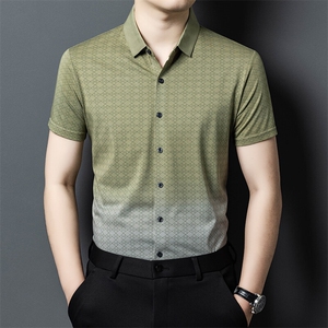 YL2216春夏男士新款短袖衬衫青年修身翻领衬衣休闲打底衫图片