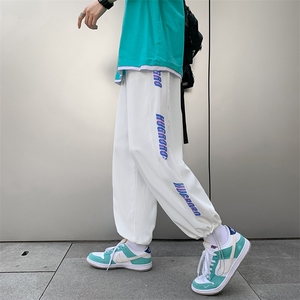 休闲裤男夏季薄款宽松韩版潮流束脚痞帅抽绳运动九分裤 K1249-P28图片