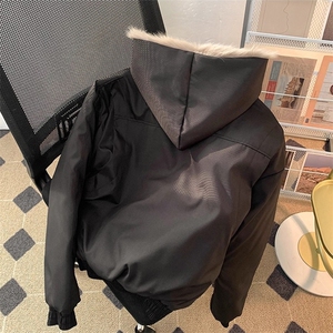 现货高品质美式高街冬季重磅硬挺短款座山雕毛领棉衣男女加厚外套图片