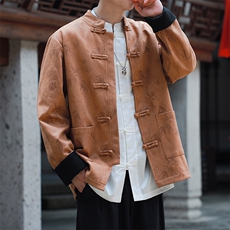 2025春款夹克新中式大码麂皮夹克外套现货男士JK1818-P110控188，男装夹克，电商A021