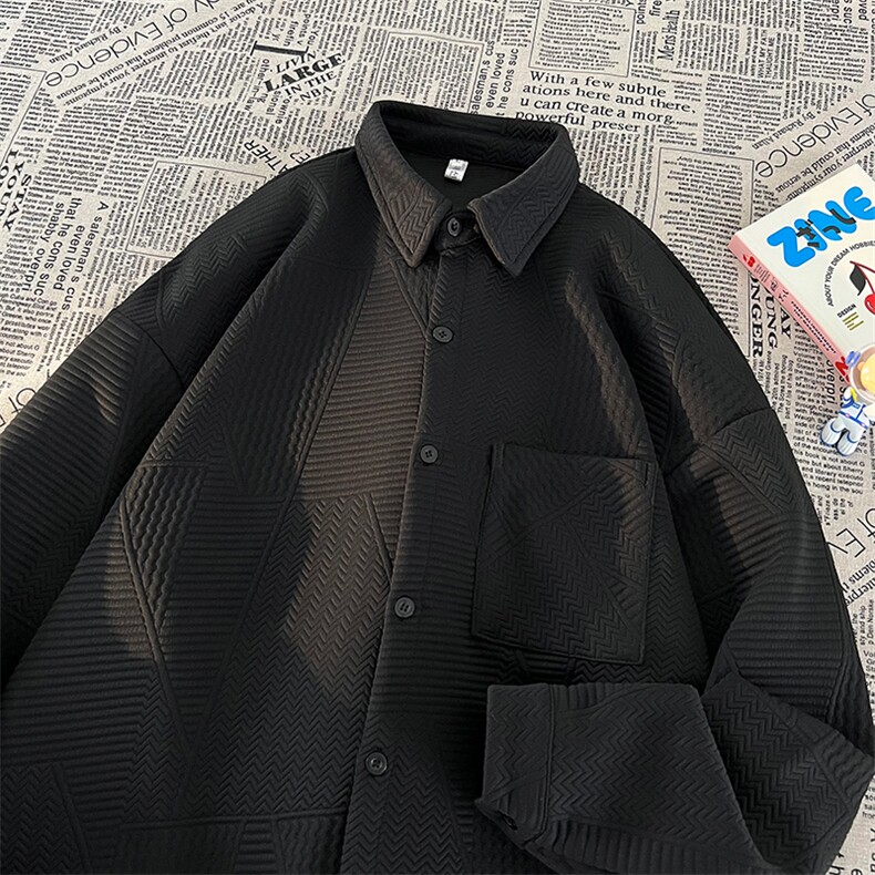 衬衫男秋季新款港风宽松提花长袖大码衬衣CS023-P45，男装衬衫，星座214-3