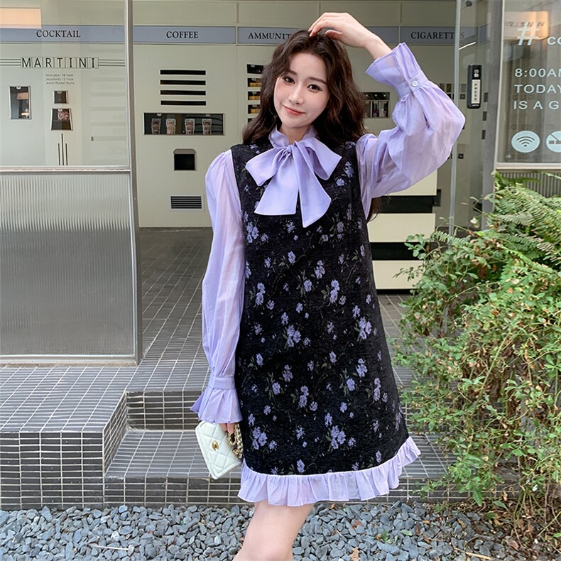 少女风显瘦时尚套装秋装纯欲风通勤套装长袖INS风碎花春秋气质,女装套装/套裙,2C260