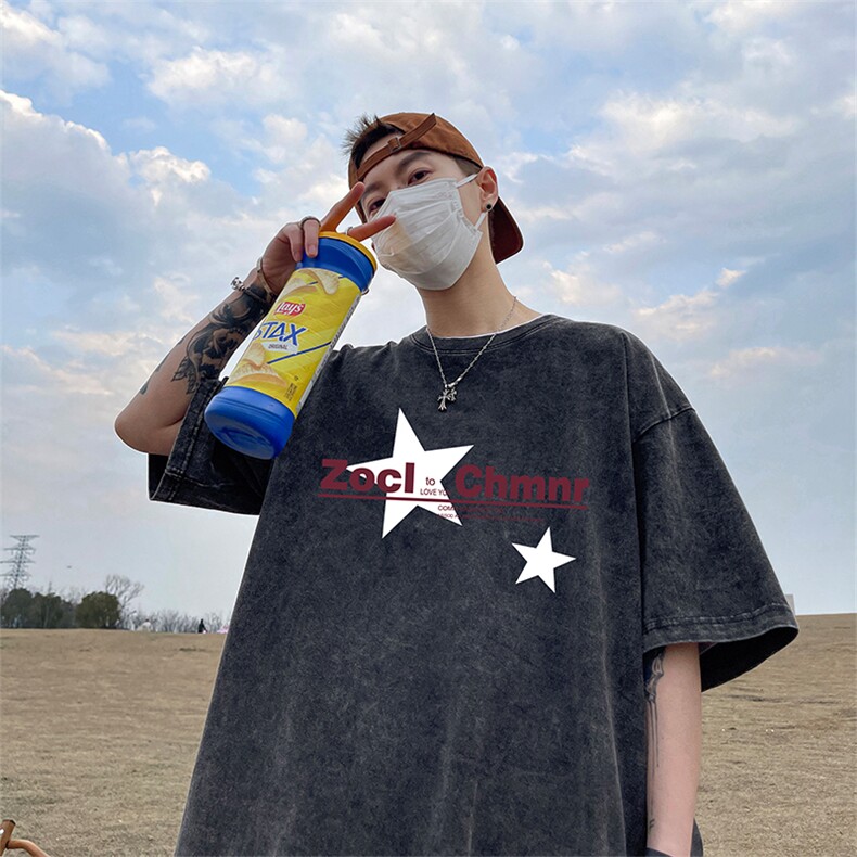 量大优可供抖音视频支持得物品质配合二开美式水洗短袖t恤SX69,男装T恤,电商A486