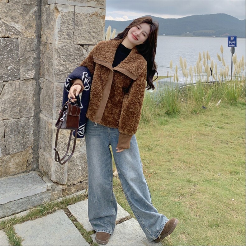 新款主推皮毛一体外套2656-P205-K308,女装短外套,2C129