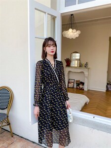 韩版时尚潮流优雅淑女气质甜美连衣裙图片
