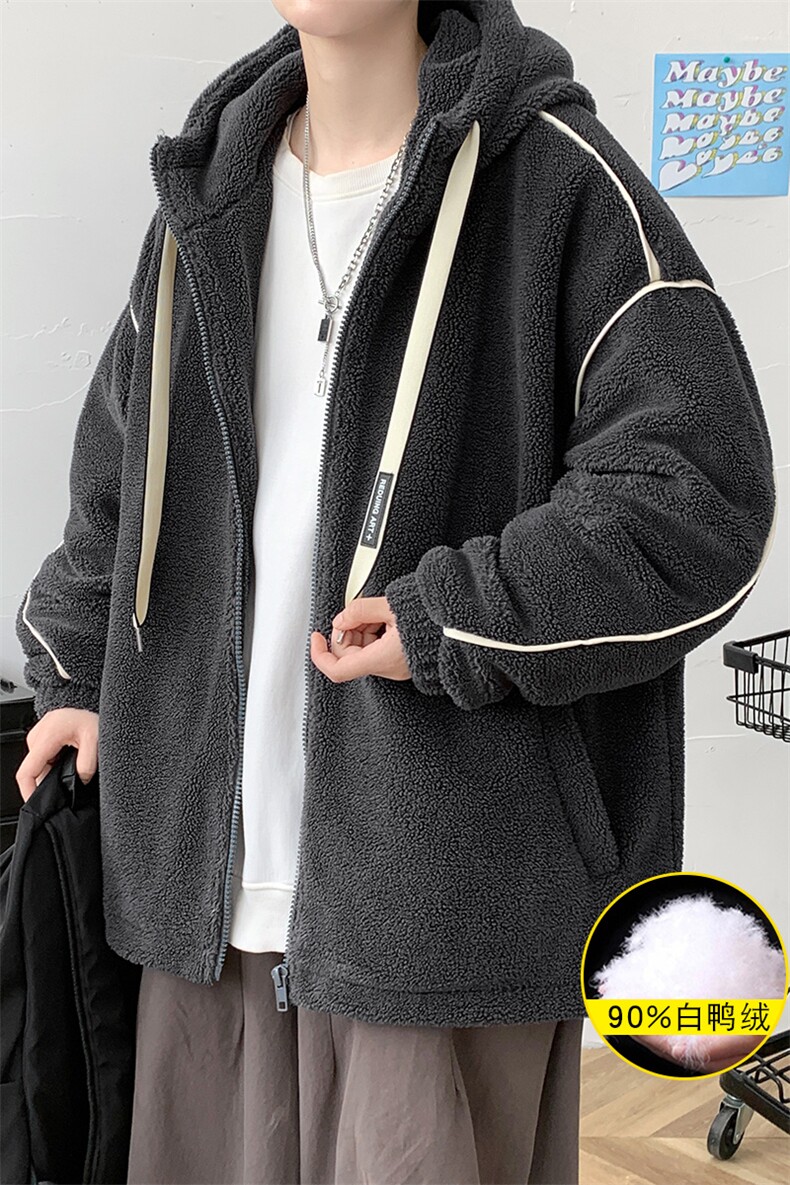 冬装港风百搭羊羔绒连帽外套羊羔毛羽绒服男女8153-P195控价268,男装羽绒服,电商A441-1