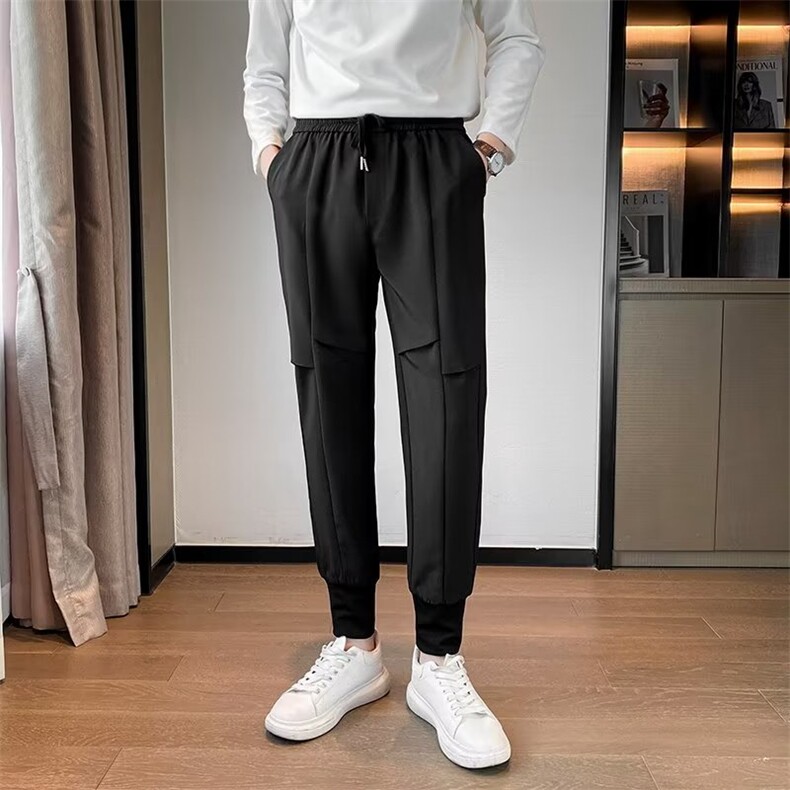 秋冬新款小脚休闲长裤男宽松显瘦搭配马丁靴束脚哈伦裤VS033，男鞋马丁靴，星座1116A-2（原606A-1）