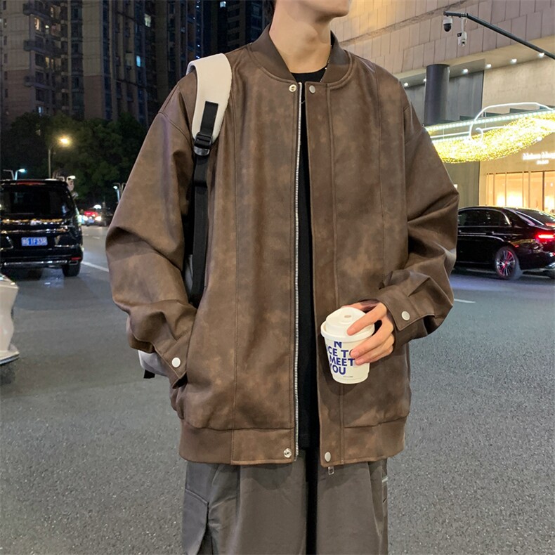夜景机动皮衣美式潮牌皮夹克外套光板二开A406JK1206特P83,男装夹克,星座309（原A406）