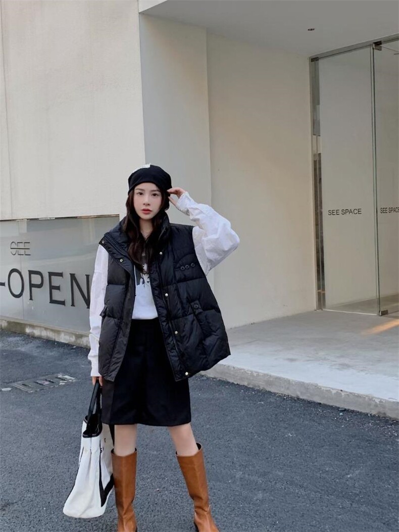 羽绒马甲女2022秋冬新款加厚保暖连帽马夹外穿坎肩，女装马甲，川哲