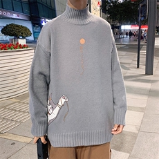 M18013-P45加绒P65半高领毛衣男士大码针织衫男毛线衣男线衫，男装针织衫/毛衣，电商A040