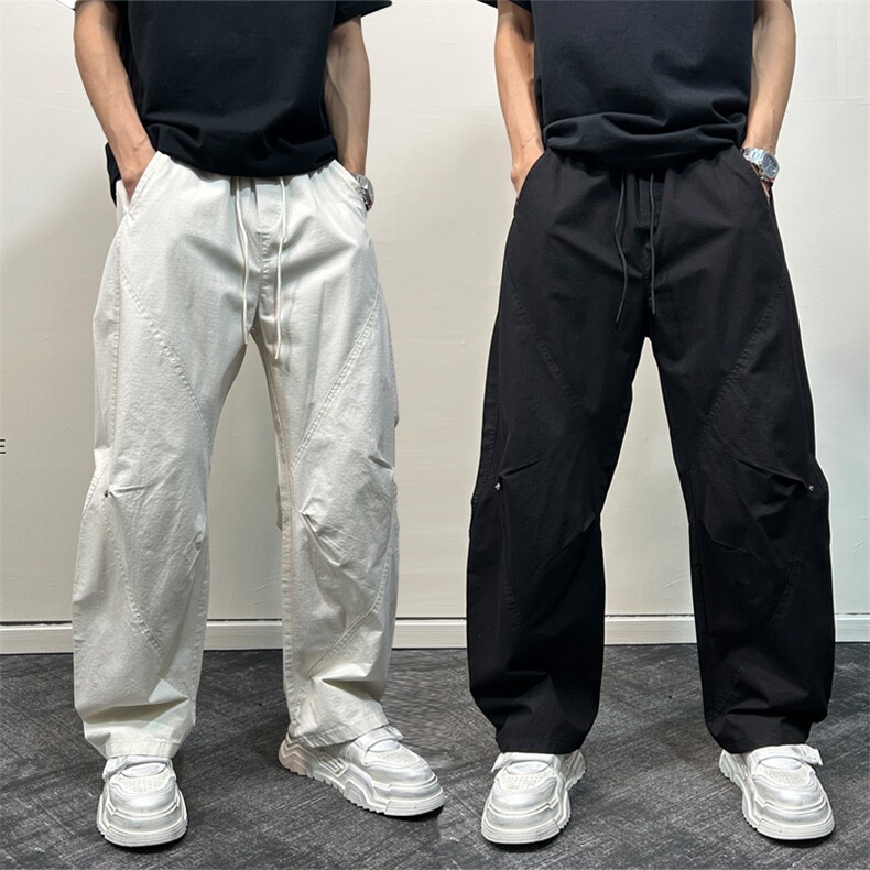 1506-1/KH11121/P38裤子男简约纯色设计感休闲裤男春秋高级感百搭图片